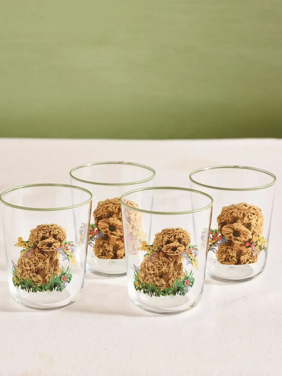 Glas|Tafelgerei|Next Charlie the Cockapoo Tumbler-glazen set van 4