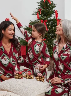 Pyjama's|Chelsea Peers Christmas Jolly Santa Print Long Pyjamas Set