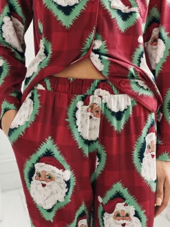 Pyjama's|Chelsea Peers Christmas Jolly Santa Print Long Pyjamas Set