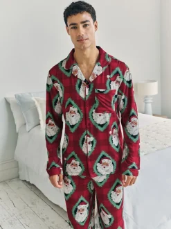 Pyjama's|Chelsea Peers Christmas Jolly Santa Print Long Pyjamas Set