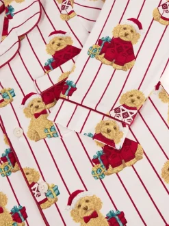 Nachtkleding En Pyjama's|Pyjama's*Chelsea Peers Cotton Chip the Christmas Cockapoo Dog Print Long Pyjamas Set