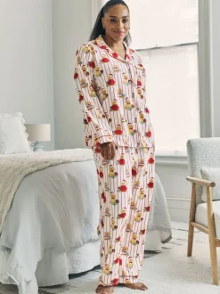Pyjama's|Alle Nacht- En Loungekleding*Chelsea Peers Cotton Chip the Christmas Cockapoo Dog Print Long Pyjamas Set