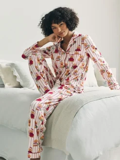 Pyjama's|Alle Nacht- En Loungekleding*Chelsea Peers Cotton Chip the Christmas Cockapoo Dog Print Long Pyjamas Set