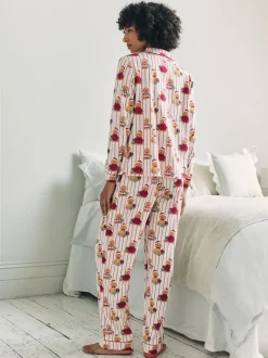 Pyjama's|Alle Nacht- En Loungekleding*Chelsea Peers Cotton Chip the Christmas Cockapoo Dog Print Long Pyjamas Set
