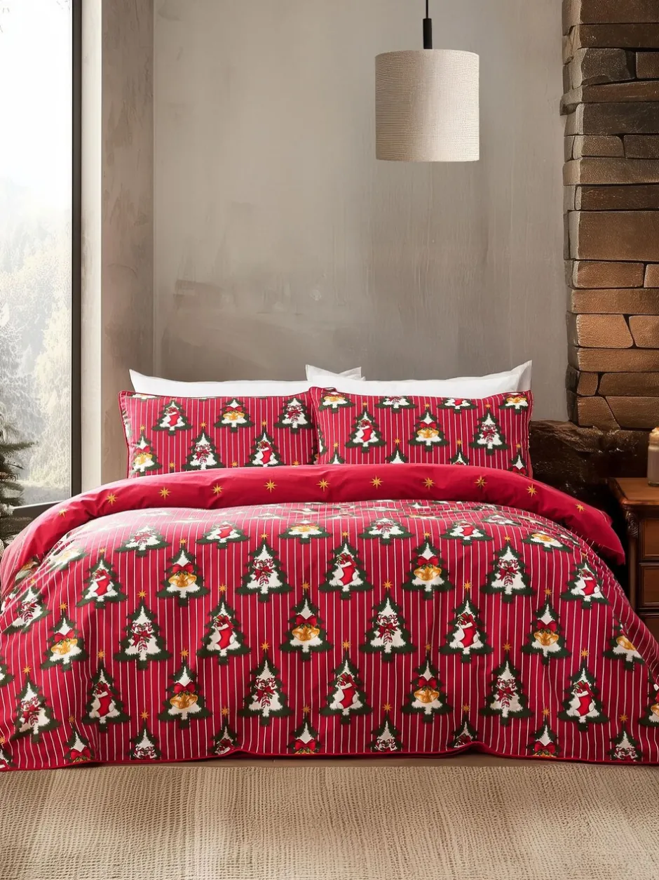 Merkbeddengoed*Chelsea Peers Cotton Christmas Tree Stripe Bedding Set
