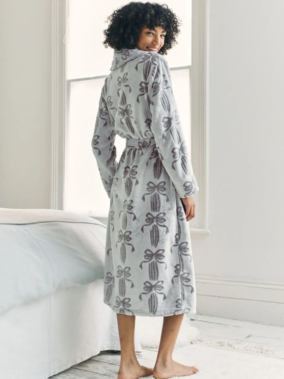 Badjassen|Chelsea Peers Fleece Burnout Ribbon Bow Long Dressing Gown