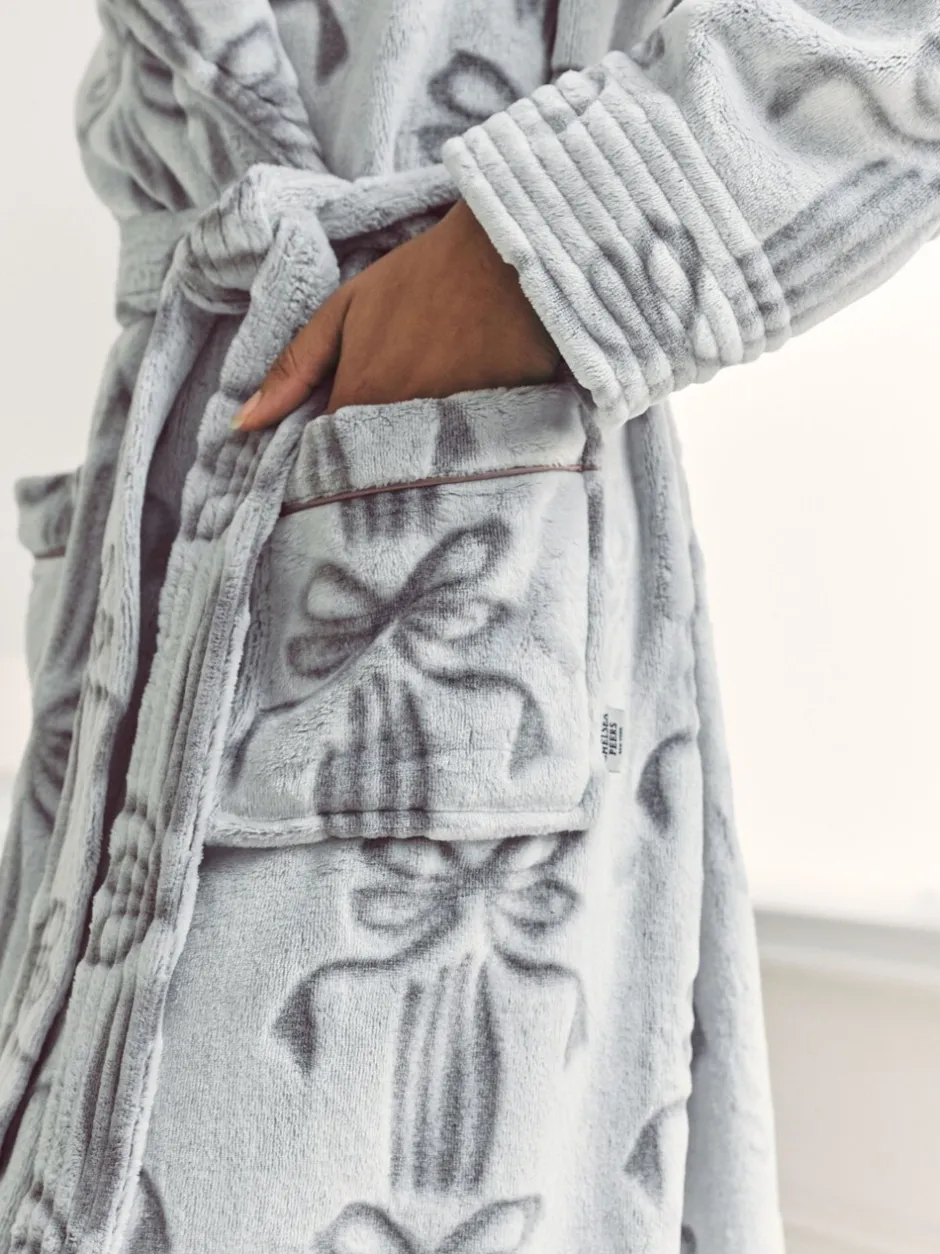 Badjassen|Chelsea Peers Fleece Burnout Ribbon Bow Long Dressing Gown