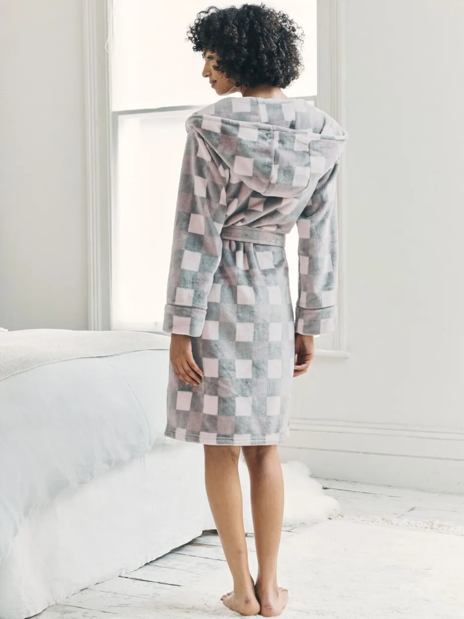 Badjassen|Chelsea Peers Fleece Check Hooded Dressing Gown