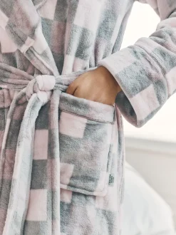 Badjassen|Chelsea Peers Fleece Check Hooded Dressing Gown