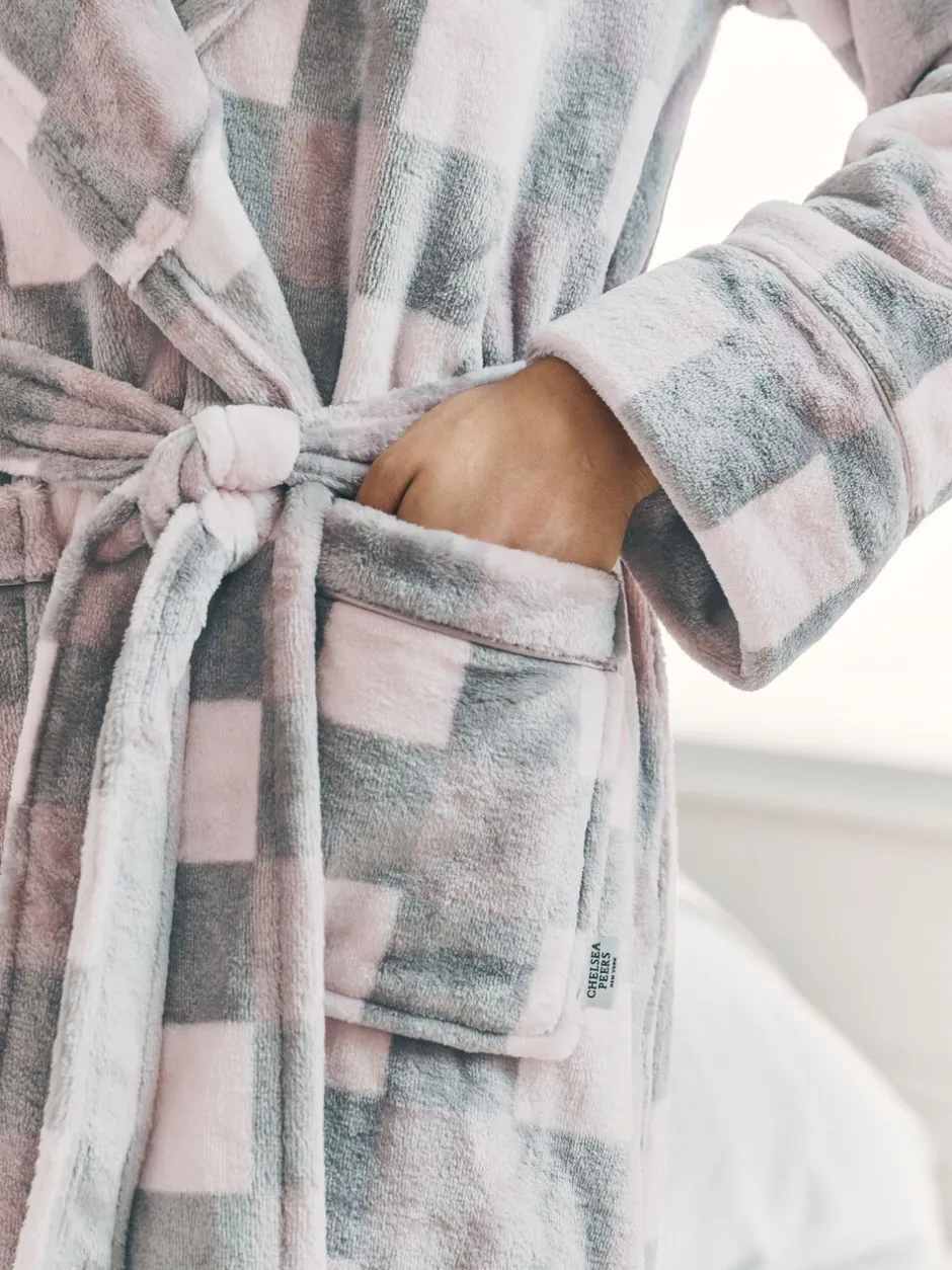 Badjassen|Chelsea Peers Fleece Check Hooded Dressing Gown
