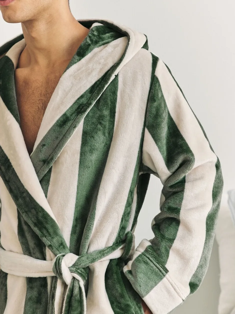 Kamerjassen En Badjassen*Chelsea Peers Fleece Stripe Hooded Dressing Gown