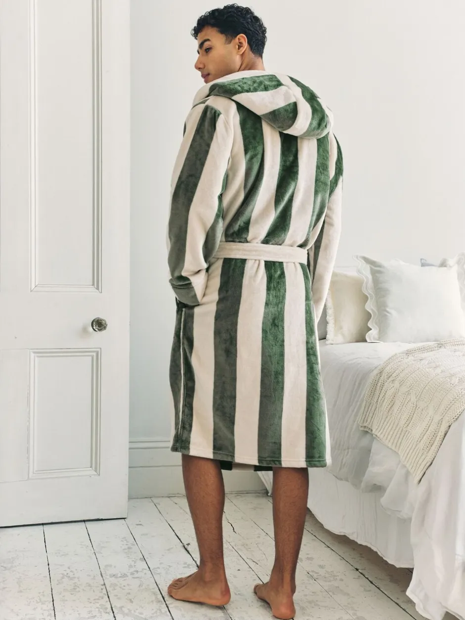 Kamerjassen En Badjassen*Chelsea Peers Fleece Stripe Hooded Dressing Gown