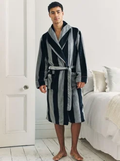 Kamerjassen En Badjassen*Chelsea Peers Fleece Stripe Dressing Gown