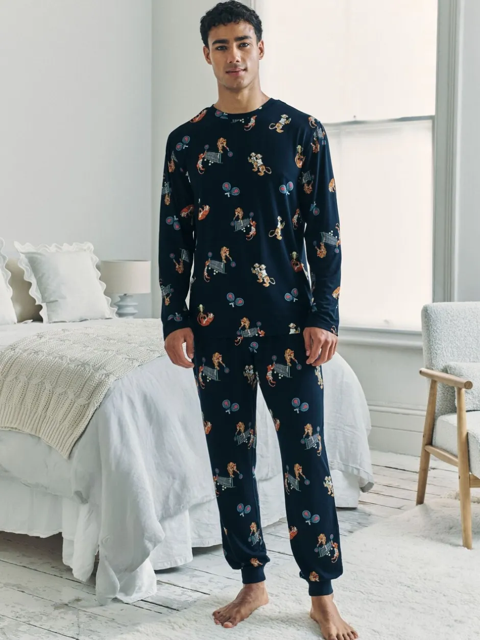 Pyjama's|Loungewear|Chelsea Peers Padel Tennis Tiger Print Long Pyjamas Set