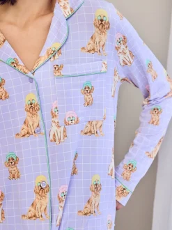 Pyjama's|Loungewear|Chelsea Peers Spa Dogs Print Long Pyjamas Set