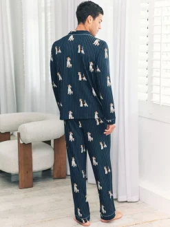 Pyjama's|Chelsea Peers Terrier Dog Stripe Print Long Pyjamas Set