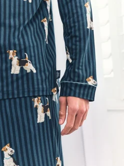 Pyjama's|Chelsea Peers Terrier Dog Stripe Print Long Pyjamas Set