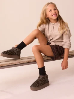 Boots*Next Chocolade Bruin luipaard Print - Lage schoenen mini warmgevoerde waterafstotende suède Boots