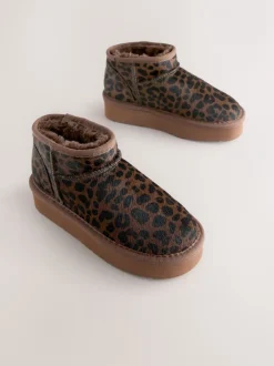 Boots*Next Chocolade Bruin luipaard Print - Lage schoenen mini warmgevoerde waterafstotende suède Boots