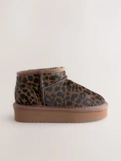 Boots*Next Chocolade Bruin luipaard Print - Lage schoenen mini warmgevoerde waterafstotende suède Boots