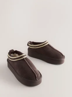 Pantoffels*Baker by Ted Baker - waterafstotende suède muilklomp-pantoffels voor meisjes Chocoladebruin