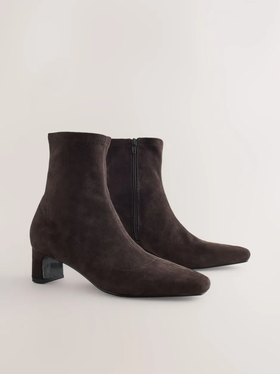 Boots*Next - Chisel Toe Block Heel Sock Boots Chocoladebruin