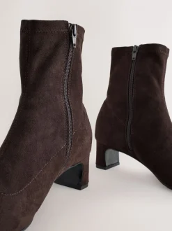 Boots*Next - Chisel Toe Block Heel Sock Boots Chocoladebruin