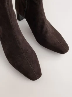 Boots*Next - Chisel Toe Block Heel Sock Boots Chocoladebruin