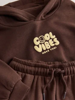 Sets En Combisets|Truien En Breisels|Next - Cool Vibes Printed Hoodie and Joggers Set (3mths-7yrs) Chocoladebruin