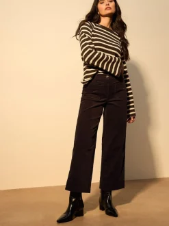 Broeken*Next - Cord Wide Leg Cropped Trousers Chocoladebruin