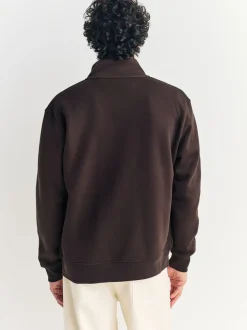 Sweaters En Hoody´S|Sweaters En Hoody´S*Next - Cotton Rich Jersey Full Zip Funnel Neck Sweatshirt Chocoladebruin