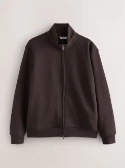 Sweaters En Hoody´S|Sweaters En Hoody´S*Next - Cotton Rich Jersey Full Zip Funnel Neck Sweatshirt Chocoladebruin