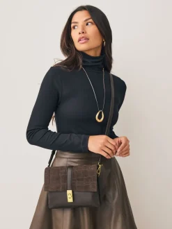 Tassen En Portemonnees*Next - Crossbodytas met imitatie krokodillenleer Chocoladebruin