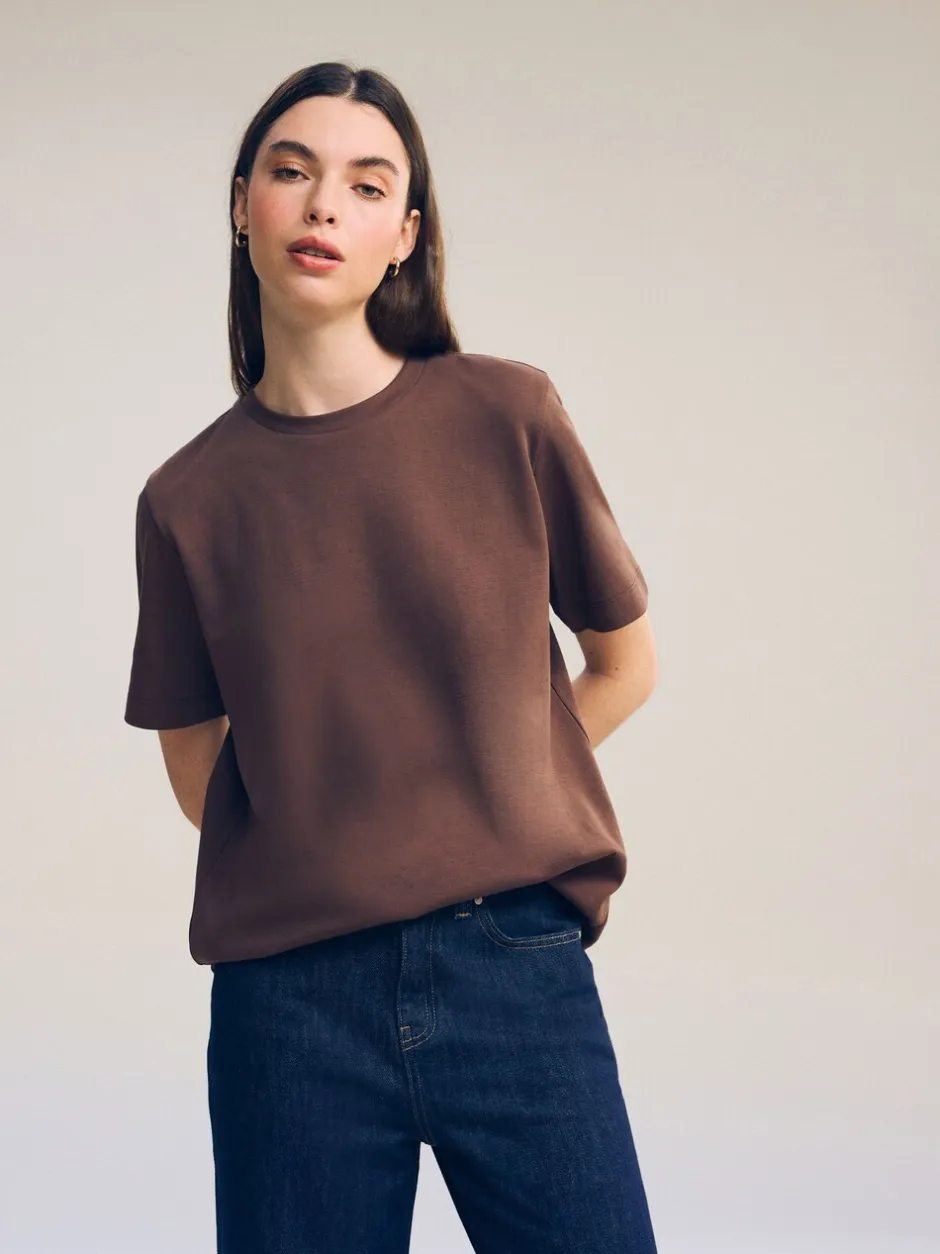 Tops En T-Shirts*Next Chocoladebruin - Dik T-shirt met ronde hals en korte mouwen