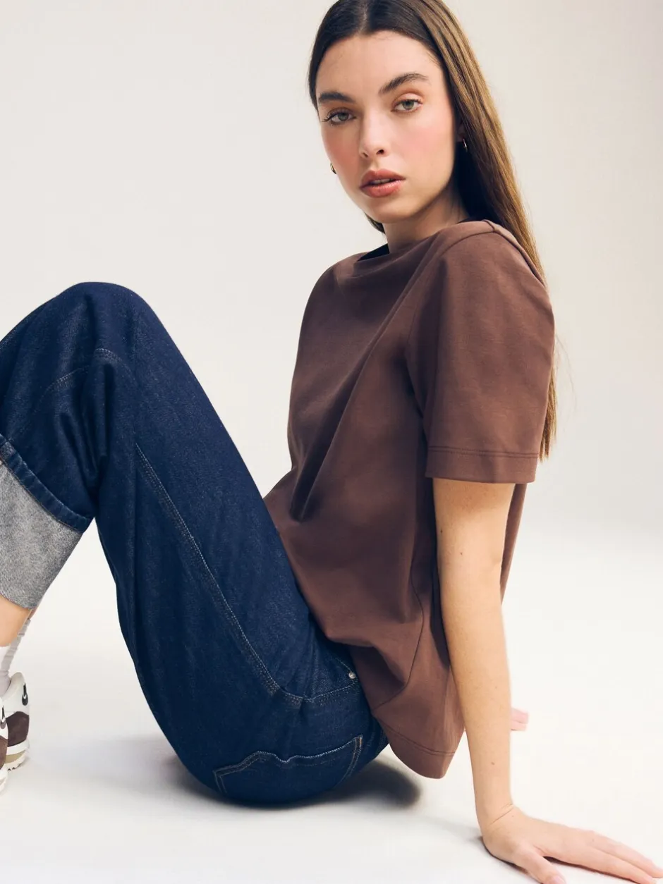 Tops En T-Shirts*Next Chocoladebruin - Dik T-shirt met ronde hals en korte mouwen