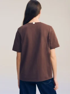 Tops En T-Shirts*Next Chocoladebruin - Dik T-shirt met ronde hals en korte mouwen