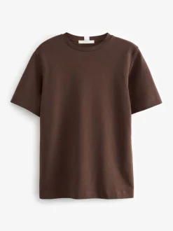 Tops En T-Shirts*Next Chocoladebruin - Dik T-shirt met ronde hals en korte mouwen