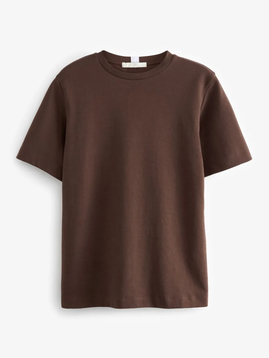 Tops En T-Shirts*Next Chocoladebruin - Dik T-shirt met ronde hals en korte mouwen