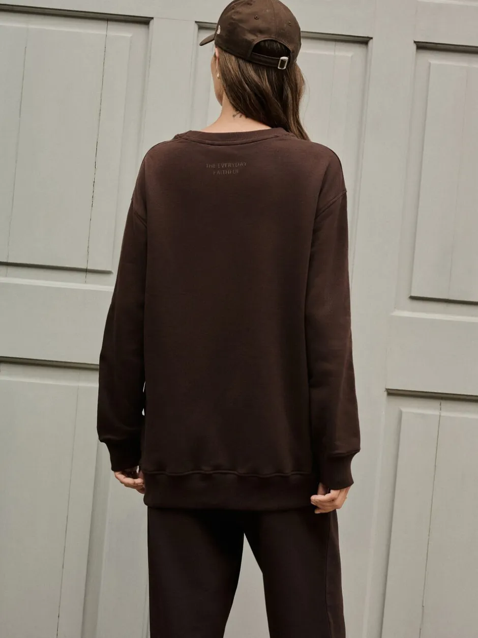 Hoody's En Sweatshirts*Next Chocoladebruin - Essentials sweatshirt met relaxte pasvorm, lange snit en zakken