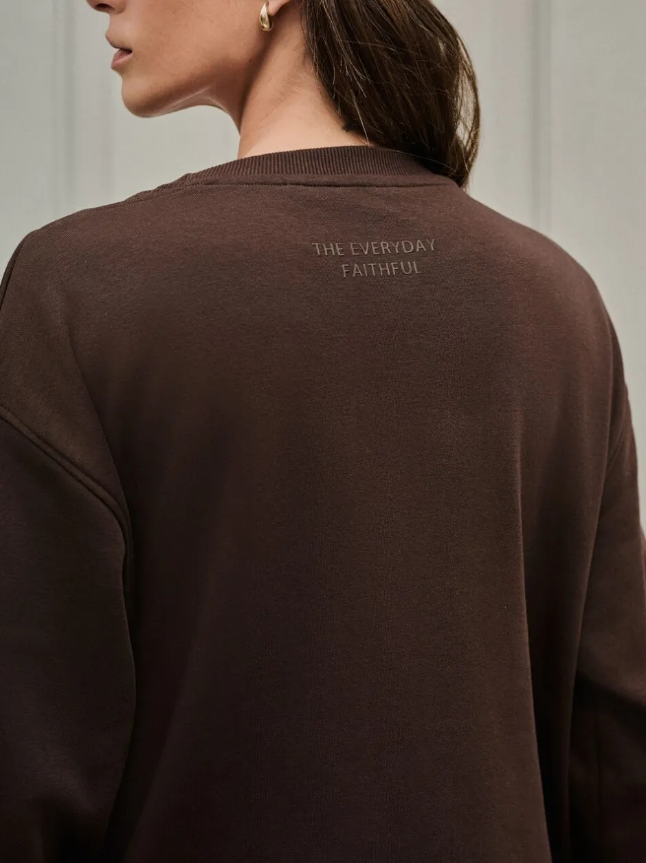Hoody's En Sweatshirts*Next Chocoladebruin - Essentials sweatshirt met relaxte pasvorm, lange snit en zakken