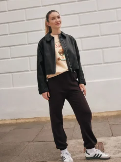 Leggings En Joggingbroeken|Next - Essentiële jersey joggingbroek met manchetten Chocoladebruin