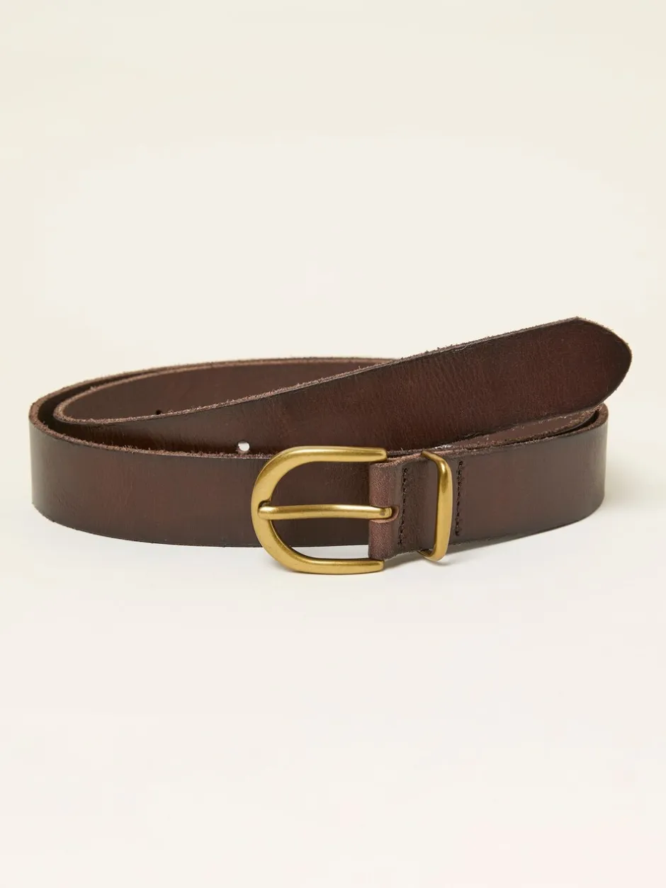 Ceintuurs|Fat Face - FatFace effen leren riem Chocoladebruin