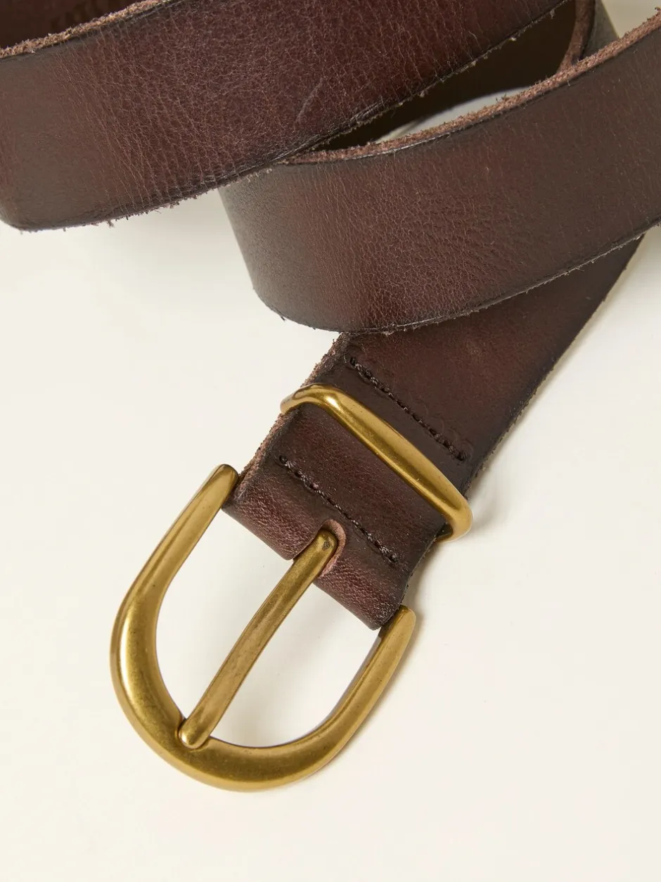 Ceintuurs|Fat Face - FatFace effen leren riem Chocoladebruin