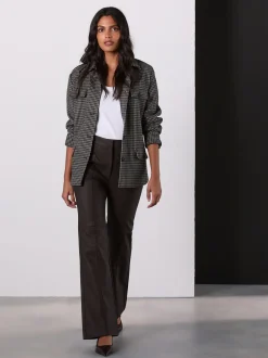 Kostuums En Werkkleding*Next Chocoladebruin - Faux Leather Flared Trousers