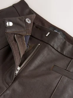 Kostuums En Werkkleding*Next Chocoladebruin - Faux Leather Flared Trousers