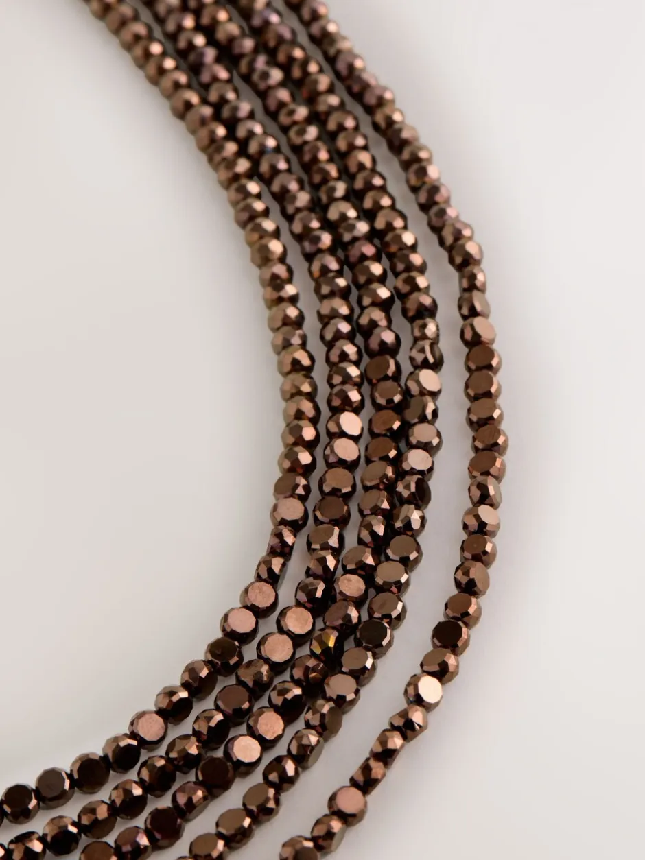 Sieraden|Next Chocoladebruin - Flat Facetted Bead Graduated Layer Necklace