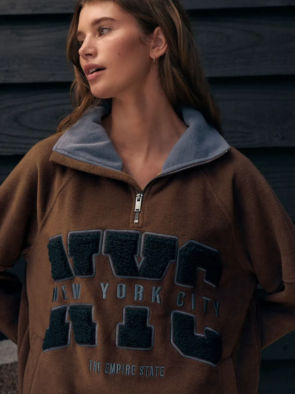 Hoody's En Sweatshirts*Next - Fleece trui met korte rits Chocoladebruin