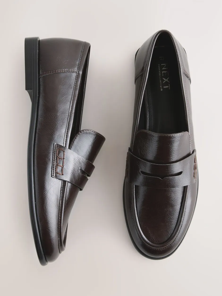 Lage Schoenen|Next - Forever Comfort® Penny loafers met ronde neus Chocoladebruin