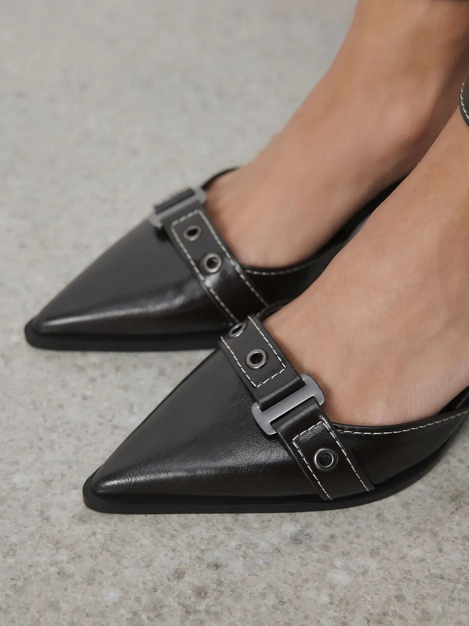 Schoenen Met Hakken|Next - Forever Comfort® Point Toe Buckle Block Heels Chocoladebruin