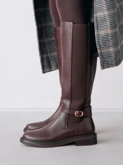 Ruimvallend En Extraruimvallend|Boots*Next - Forever Comfort® rijlaarzen met gesp Chocoladebruin